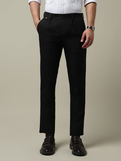 Arrow Black Regular Fit Trousers-picture-45