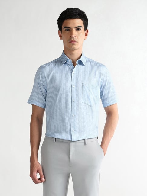 Arrow Blue Cotton Regular Fit Printed Shirt-picture-29