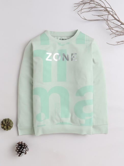 3PIN Kids Green Cotton Printed T-Shirt