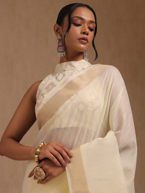 Soch Beige Linen Solid Saree-picture-31