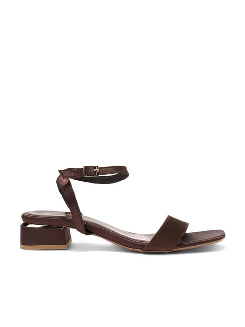 Forever Glam by Pantaloons Women's Chocolate Brown Ankle Strap Sandals-picture-12