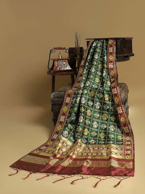Globus Green Woven Dupatta