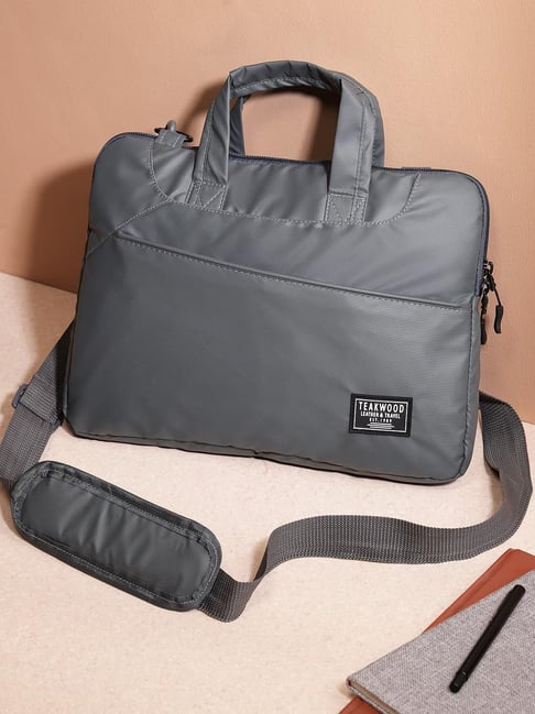 Teakwood Leathers Grey Logo Messenger Bag
