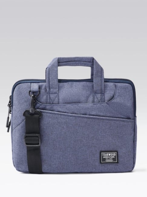 Teakwood Leathers Khadi Navy Blue Logo Messenger Bag