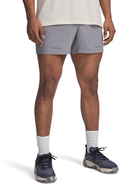 Under Armour Gray Project Rock Ultimate Slim Fit Shorts-image-9