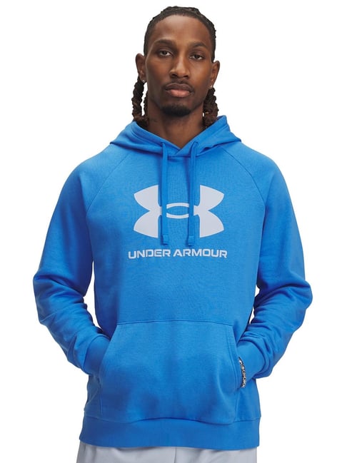 Under Armour Blue Rival Fleece Logo Regular Fit Hoodie