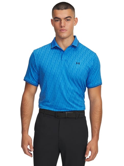 Under Armour Blue Drive Sport Printed Regular Fit Golf Polo T-Shirt-picture-16