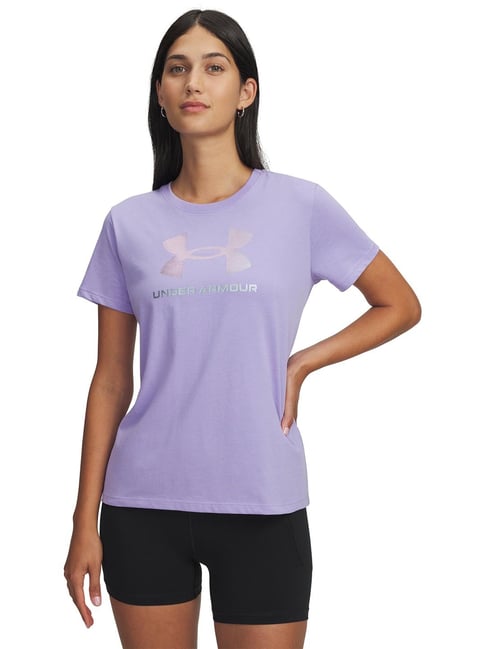 Under Armour Purple Rival Glitter Logo Regular Fit T-Shirt