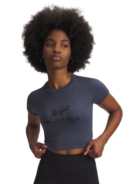 Under Armour Gray Project Rock Printed Slim Fit Crop Top-picture-48