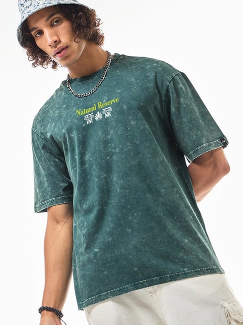 Bewakoof Green Cotton Relaxed Fit Graphic T-Shirt-picture-42