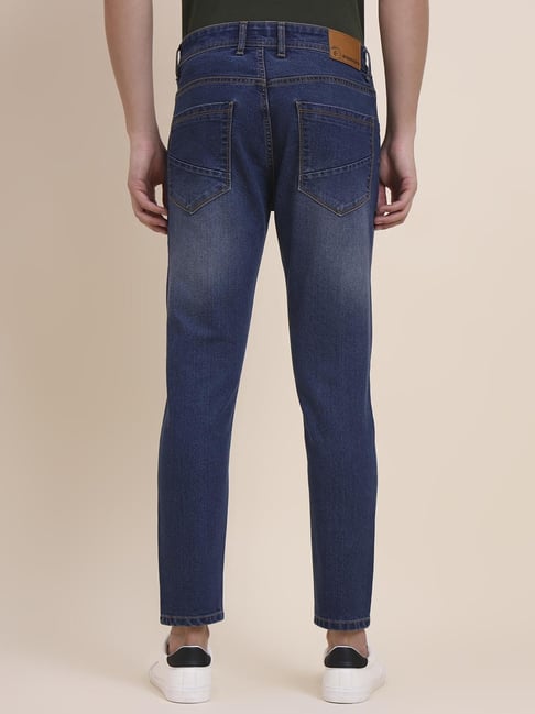Greenfibre Denim Blue Cotton Solid Skinny Fit Jeans