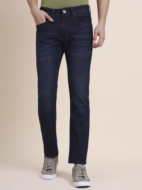 Greenfibre Dark Indigo Blue Cotton Solid Skinny Fit Jeans