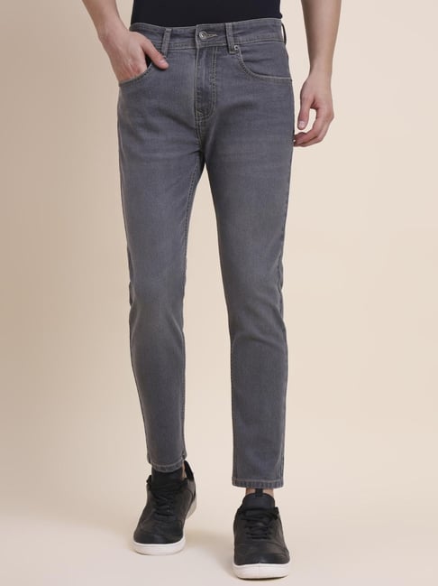 Greenfibre Mid Grey Cotton Solid Skinny Fit Jeans-picture-23