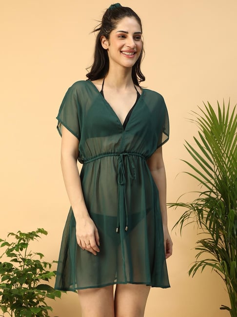 Oxolloxo Green Relaxed Fit Solid Dress