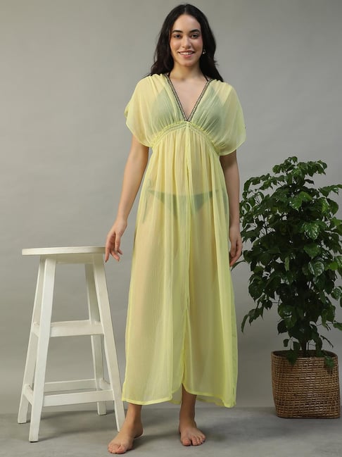 Oxolloxo Yellow Relaxed Fit Solid Dress