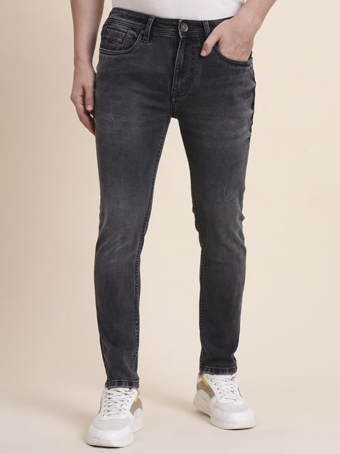 JadeBlue Charcoal Grey Cotton Solid Skinny Fit Jeans-picture-36