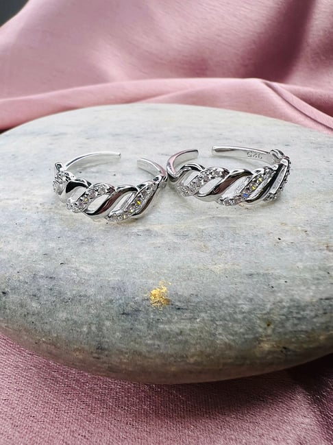 Arte Jewels 925 Sterling Silver Cz Stone Toe Rings for Women-picture-39