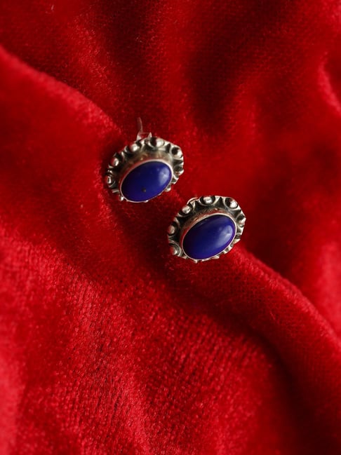Arte Jewels 925 Sterling Silver Blue Stone Studs for Women