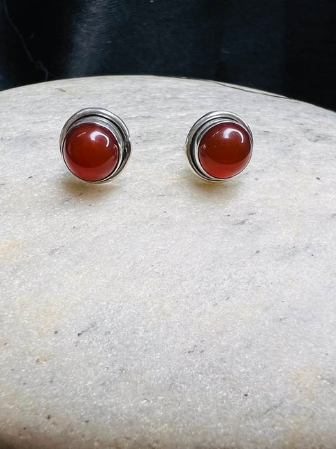 Arte Jewels 925 Sterling Silver Red Stone Studs for Women
