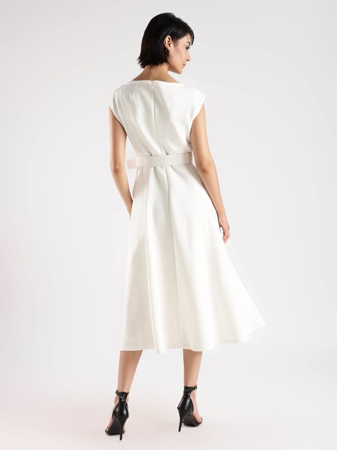 CALVIN KLEIN JEANS White Flared Fit A Line Dress