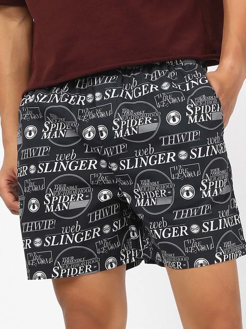 Bewakoof Official Marvel Men's Black Spiderman All Over Printed Boxers