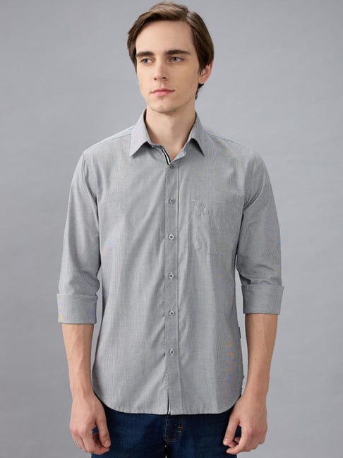 Kenneth Cole Grey Printed Slim Fit Shirt-image-38