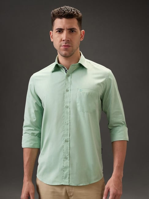 Kenneth Cole Green Solid Slim Fit Shirt-image-30