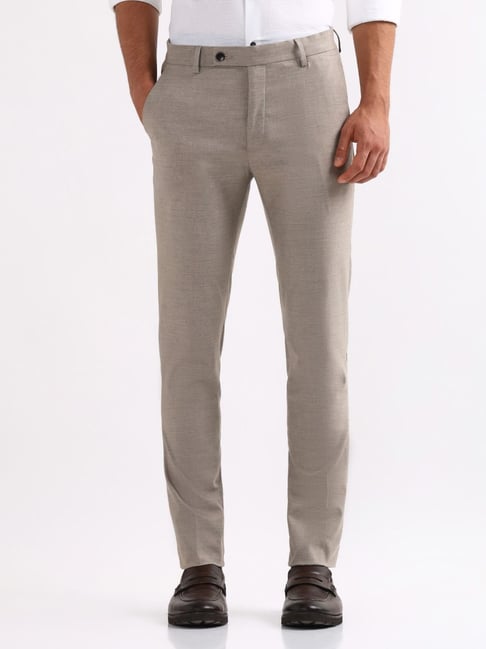 Arrow Brown Slim Fit Self Pattern Trousers-picture-29