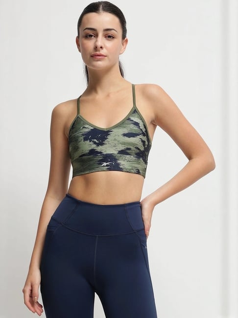 Reebok Green Regular Fit Printed Sports Bra-image-16