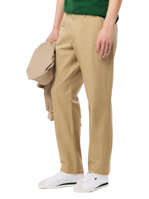 Buy Lacoste Beige Regular Fit Cotton Chino Pants Online @ Tata