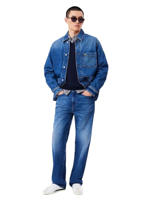 Buy Lacoste Navy 5 Pocket Straight Cut Indigo Jeans Online @ Tata