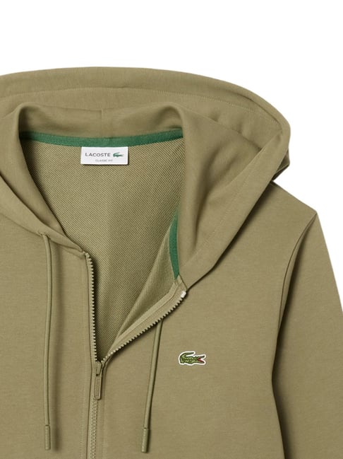 Lacoste Khaki Zipped Fleece Classic Fit Sweatshirt