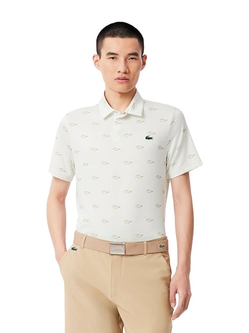 Lacoste White UV Protect Printed Regular Fit Golf Polo T-Shirt-picture-26