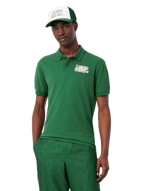 Buy Lacoste Green Relaxed Fit Mini-Pique Golf Polo T-Shirt Online