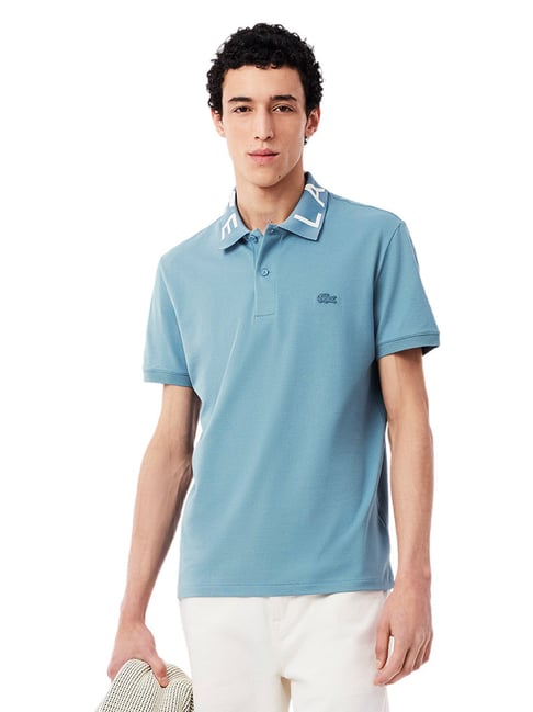 Lacoste Blue Jacquard Slim Fit Polo T-shirt-image-30