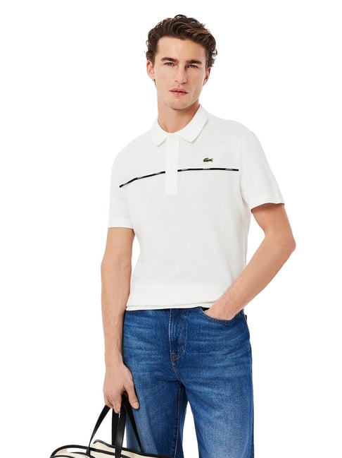 Lacoste White Regular Fit Logo Trim L.12.12 Polo T-Shirt-picture-24