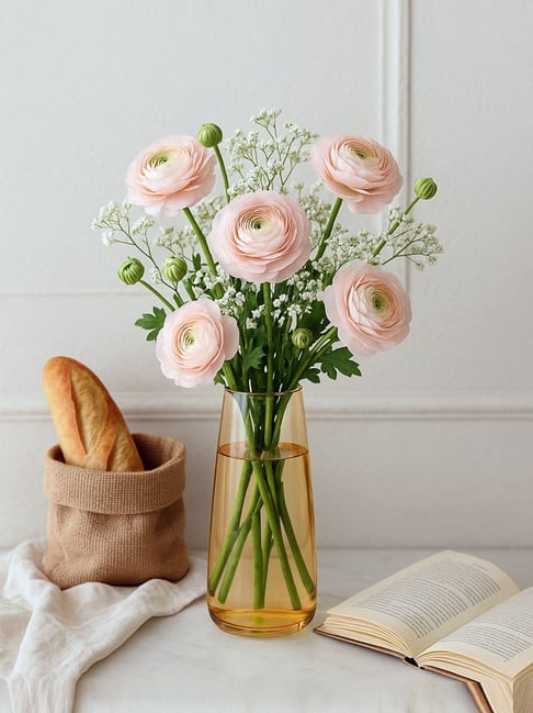 Amber Slim Taper Glass Flower Vase for Plants