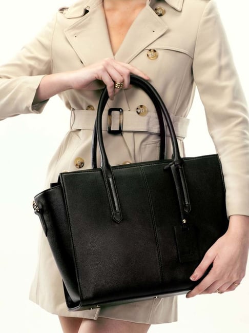 Strokes by Namrata Mehta Charcoal Chic Valeria Textured Medium Leather Tote-picture-27