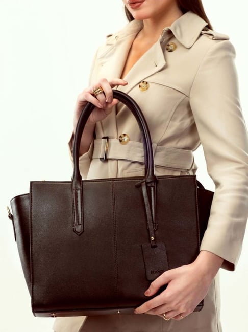 Strokes by Namrata Mehta Mahogany Mystique Valeria Textured Medium Leather Tote-picture-28