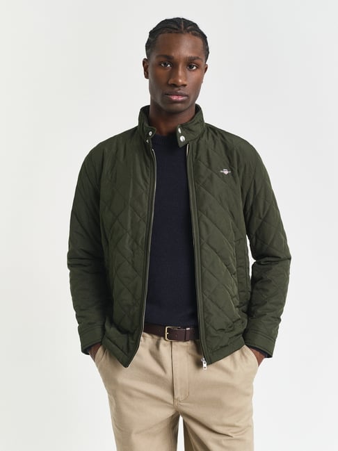 gant fashion dark moss green regular fit solid jacket