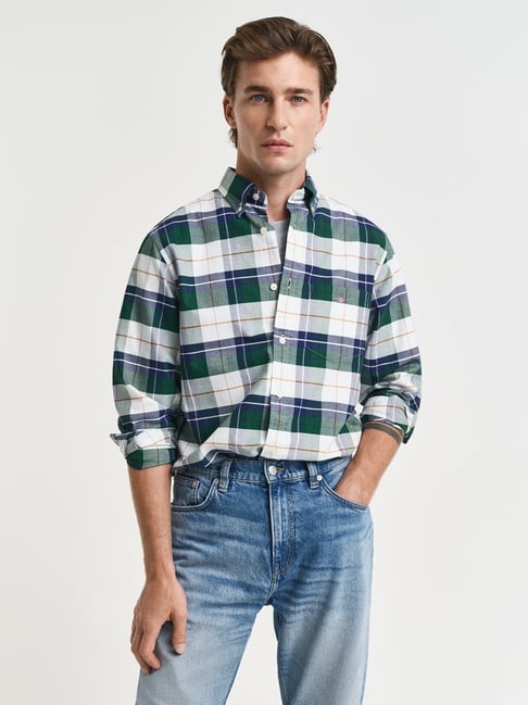Gant Fashion Forest Green Regular Fit Checked Shirt