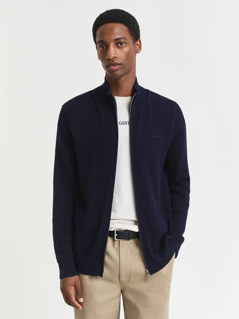 Gant Fashion Evening Blue Regular Fit Solid Sweater