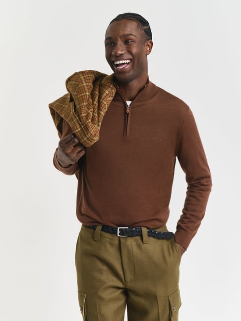 Gant Fashion Brown Regular Fit Solid Sweater