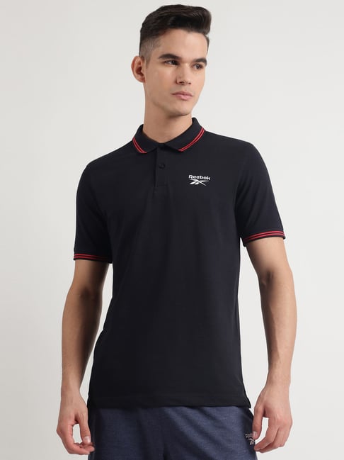 Reebok Black Cotton Regular Fit Sports Polo-picture-36