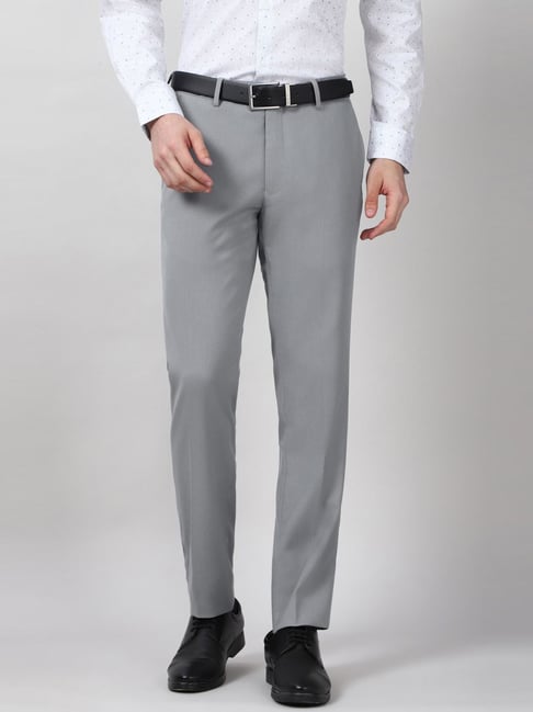 Peter England Grey Slim Fit Trousers-picture-20