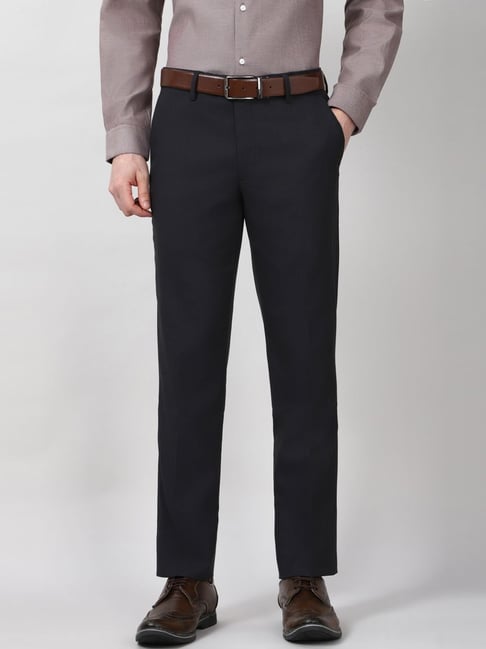 Peter England Black Slim Fit Trousers-picture-27