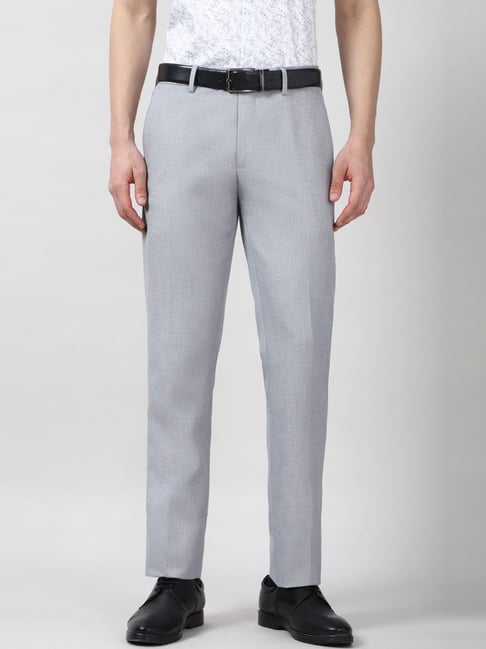 Peter England Grey Slim Fit Trousers-picture-31