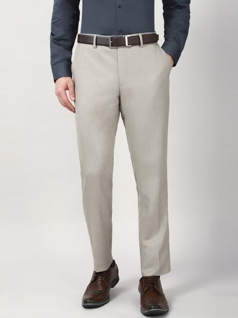 Peter England Grey Slim Fit Trousers-picture-32