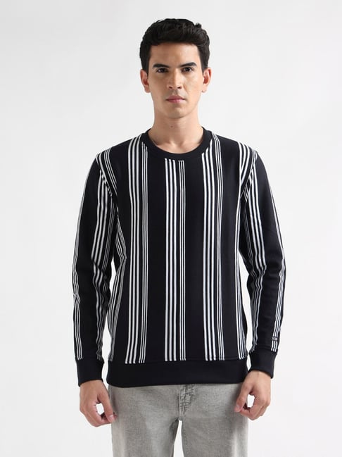 Arrow Sport Blue Cotton Regular Fit Striped Sweatshirt-picture-28