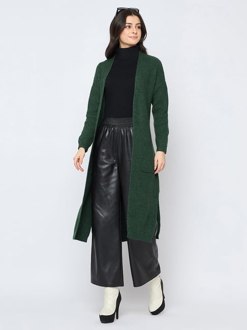 Madame Green Longline Front Open Cardigan With Tie-Up Detail-picture-33